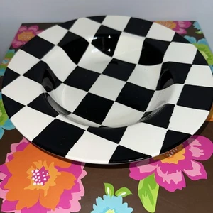 Royal Stafford Chequers Salad Bowl Black Off White Checkered Mackenzie Child’s - Picture 1 of 3