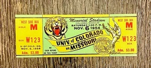 Vintage 1954 Mizzou Missouri Tigers vs. Colorado Buffalos Football Ticket Stub - Picture 1 of 3