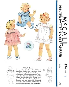 Dress Frock Sewing PATTERN GIRLS McCall 494 - Picture 1 of 4