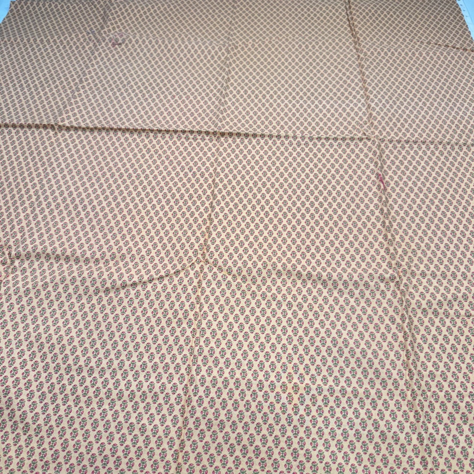 vintage karen jarrar marcus brothers fabric red beige floral cotton 89x42 2.4yr - Image 1 of 4