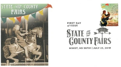 2019 First day Cover #5401-5404 State and County Fairs set of 4Merry go round - Image 1 of 4