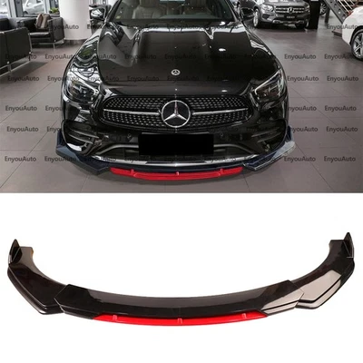 For Mercedes-Benz S450 S500 Front Bumper Lip Spoiler Splitter Gloss Black Red - Image 1 of 4