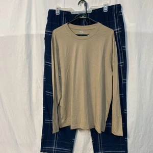 Sonoma 2 Piece Pajama Set Men's Size XXL Blue Plaid Tan Shirt NWT - Picture 1 of 5