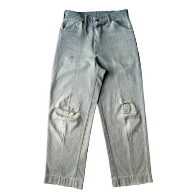 Vintage 1940s WW2 Era USMC Marine P41 P47 HBT Faded Utility Pants 30x30 - Image 1 of 4