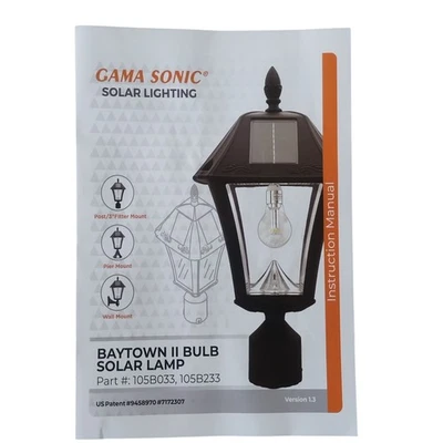 Gama Sonic Baytown II, Outdoor Bulb Solar Lamp/Light GS-105B-FPW - Image 1 of 4