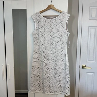 Jessica Howard Dress SZ 12 Crochet Nude Midi NWT Yacht Romantic Feminine Luxe - Image 1 of 4