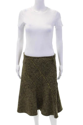 Falda DKNY Mujer Lana Detalle Flecos Cremallera Lateral Hasta la Rodilla Marrón Talla 6 Foto 1 de 4