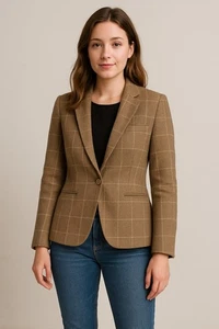 VTG Black Label Ralph Lauren Womens USA Wool Alpaca Windowpane Blazer-Size 8 NWT - Picture 1 of 18