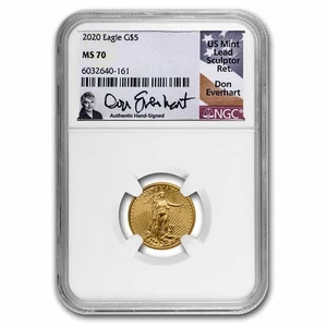 2020 1/10 oz Gold Eagle MS-70 NGC (Don Everhart Signed) - Picture 1 of 3