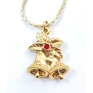 AVON 1990 Tender Memories Charm-Bells – Christmas Pendant Necklace - Picture 1 of 7