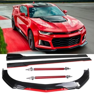 Divisor de labios de parachoques delantero + faldones laterales + varillas de puntal para Chevrolet Camaro ZL1 SS. - Imagen 1 de 12
