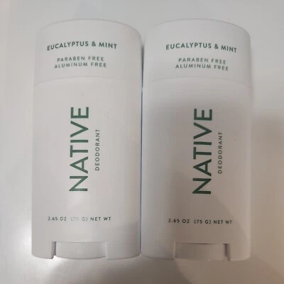 Desodorante nativo eucalipto y menta parabenos y aluminio libre 2,65 oz x2 Foto 1 de 2