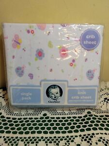 Gerber Baby Crib Sheet Butterfly Ladybug Fits 28”x 52” New 100% Cotton Girl's