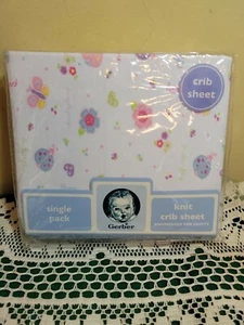 Gerber Baby Crib Sheet Butterfly Ladybug Fits 28”x 52” New 100% Cotton Girl's - Picture 1 of 11