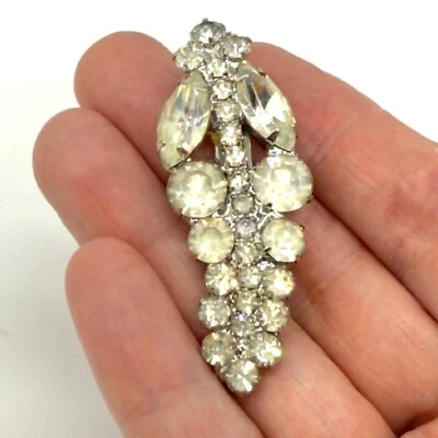 Clip de pelo vintage transparente con estrás en forma de hoja de 2,25 pulgadas Foto 1 de 4