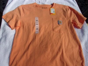 NWT Carhartt short sleeve T, youth S, M or L, orange, cotton, pocket - Picture 1 of 5