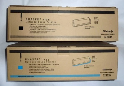 TEKTRONIX 0161 913 00 Blk + 0161 914 00 Cyan XEROX PHASER 2135 Both GENUINE NEW - Image 1 of 2