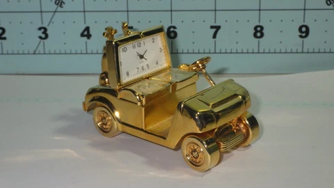 yellow gold brass color quartz watch desk clock car golf cart bags 3X1.5X2" Cover