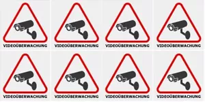 AUFKLEBER VIDEOÜBERWACHUNG VIDEO ÜBERWACHT CAMERA SURVEILLANCE ALARM UV-SCHUTZ - Bild 1 von 5