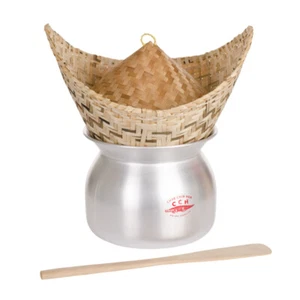 Sticky Rice Steamer Pot / Basket / Spatula / Cover Cooker Crocodile Brand 22cm - Picture 1 of 9