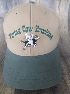 Vintage Flying COW TRUCKING HAT CAP LEATHER STRAP RARE COW W/WINGS #12 - Picture 1 of 4