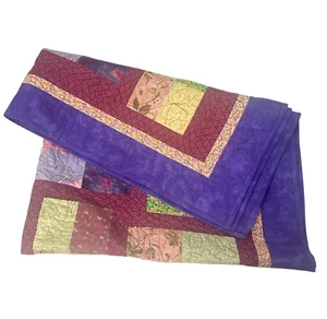 Handmade Colorful Patchwork Quilt Piecemakers Quilted Blanket Throw 55.5 x 46.5” - Picture 1 of 7