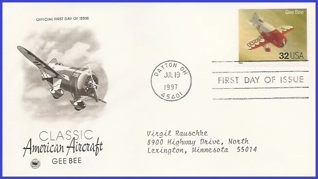 USA4 #3142i ADDR PCS ARTCRAFT FDC   Classic American Aircraft Gee Bee - Image 1 of 1