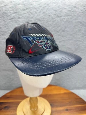Винтажная черная кожаная кепка Pro Elite NFL Tennessee Titans с ремешком сзади - Изображение 1 из 4