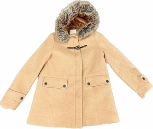 zaba Kids Tweed Pea Coat with Fur Hood Size 11/12 152CM- Preowned - Picture 1 of 16