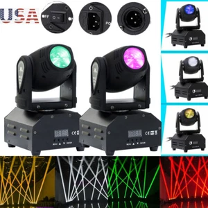 2PCS MINI LED Moving Head Stage Light RGBW DMX DJ Disco Party Beam Spot Lighting - Picture 1 of 10