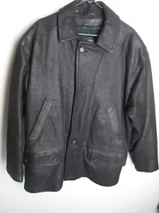 Fog Leather Coat Black Men M Lined Thinsulate trench Jacket London Fog soft - Picture 1 of 13