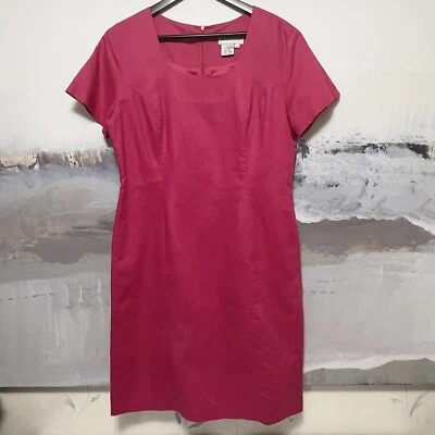 Vestido Vaina De Colección Años 80 CAROL HORN WORKSHOP 12 Rosa Mezcla Lino Manga Corta Foto 1 de 4