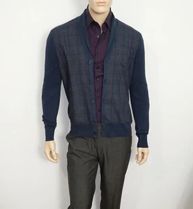 NEW John Varvatos Star USA LUXE Cardigan in Blue Size Medium Cotton  - Picture 1 of 12