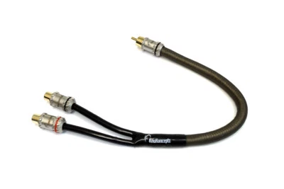 KnuKonceptz Krystal Twisted Pair 1 Male to 2 Female Y Adapter RCA Cable Splitter - Image 1 of 2