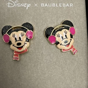 Disney X Baublebar Minnie Mouse Earrings Winter  Pink Earmuffs - Picture 1 of 6