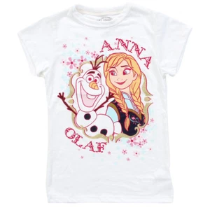 Youth Kids Disney Frozen Movie Princess Anna & Olaf Snowman Halloween T-shirt - Picture 1 of 12