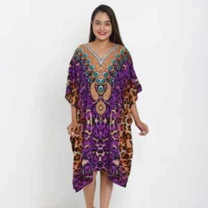 Jovie Lila Gepard V-Ausschnitt Kaftan - Einheitsgröße passt am meisten - Bild 1 von 5