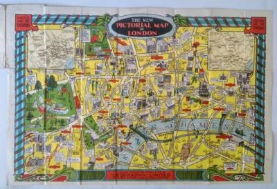 The New Pictorial map of London by Geographia ltd c.1934. Foto 1 de 4