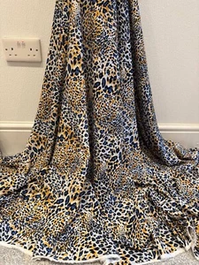 1 Meter Leopard Print Soft Linen Viscose Fabric 58” Wide Dress Crafts - Picture 1 of 5