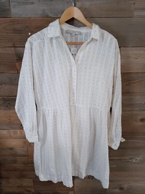 NWT LOFT Babydoll Shirt Dress w/Liner Sz. Med. 100% Cotton Popover Long-Slv. New - Image 1 of 4