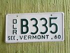 1960 See Vermont DEALER License Plate VT DLR 60 Tag B335