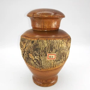 Natural Wood Raw Bark Japanese Hakone (箱根) Lidded Tea tobacco Jar 5.5" signed - Picture 1 of 9