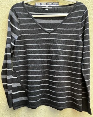 Suéter Smartwool MEDIANO Mezcla Lana Merino Rayas Pullover Gris/Negro Foto 1 de 4