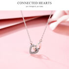 Real 925 Sterling Silver Heart To Heart Cz Pendant Necklace Fashion Women Voroco