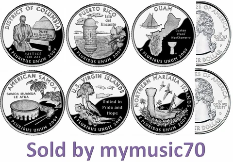 2009 P+D US Territories Quarters Set (DC, PR, GU, AS, VI, MP) 50 State Quarters Cover