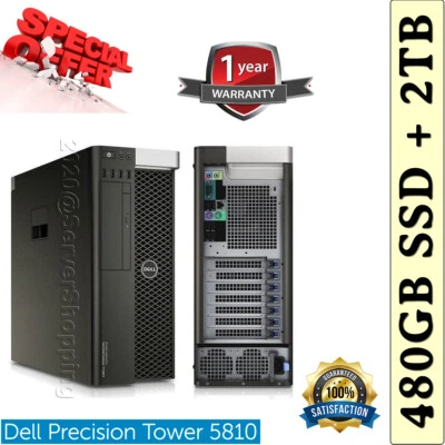 Dell Precision T5810 E5-2680v3 2.50GHz 12-CORE 32GB DDR4 480GB SSD Quadro K4000 - Image 1 of 4