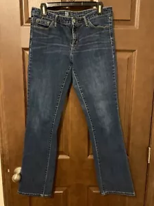 Mossimo Denim Jeans Women's Modern Dark Blue Faded Bootcut Mid Rise sz 10R - Picture 1 of 9