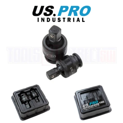 US PRO INDUSTRIAL 2PC Impact Universal Joint Set 3/8" & 1/2" Drives 1466 - Image 1 of 4