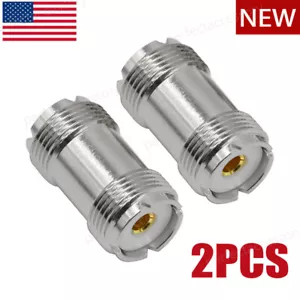 2x SO239 Barrel Connectors UHF Female to Female PL259 Coupler RF Coax Adapter - Picture 1 of 5