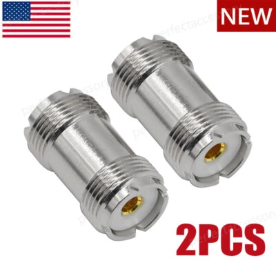 2x SO239 Barrel Connectors UHF Female to Female PL259 Coupler RF Coax Adapter - Image 1 of 4